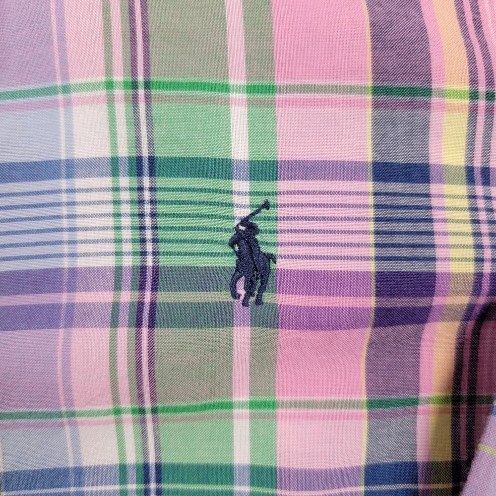 Kids Ralph‎ Lauren Plaid Button Down Shirt, Pink/Green, Size 14-16, Pre-Owned